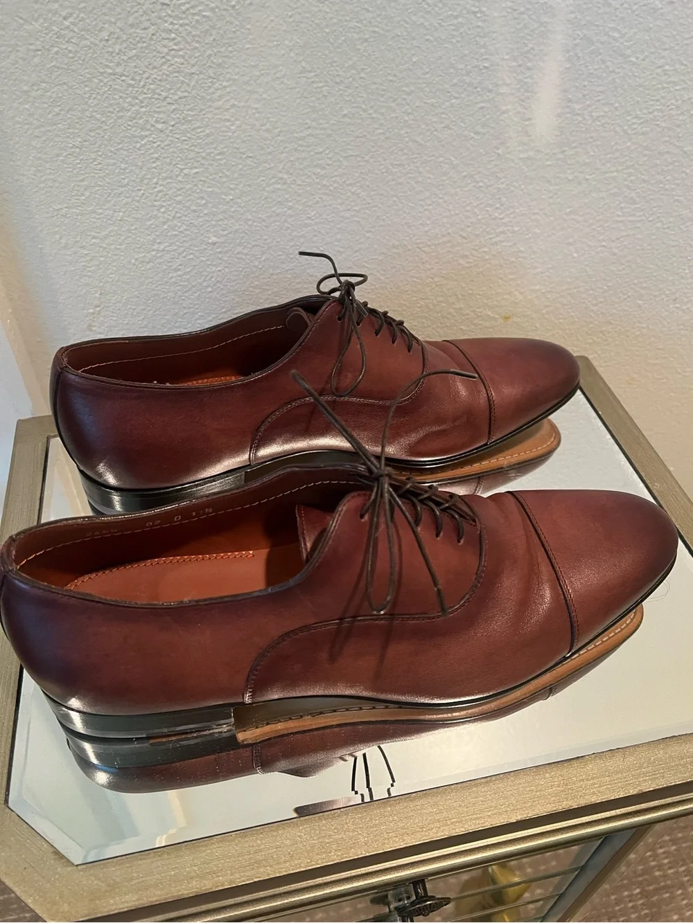 Santoni Men’s Darian-2 Brown Leather Cap-Toe Derby Oxfords Size 11.5